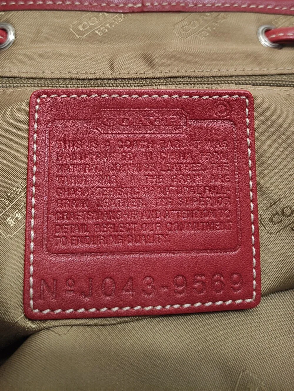 Vintage Coach 9569 Legacy Drawstring Small Backpack  Red